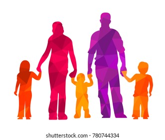 Family silhouettes parents and children vector illustraion people