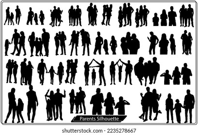 Family silhouettes, Parents Illustrator Set