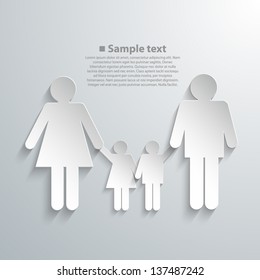 Family Silhouettes with shadow. Vector