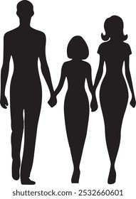 Family silhouettes, Vector illustration silhouettes of family, Collection of family silhouettes on isolated background.