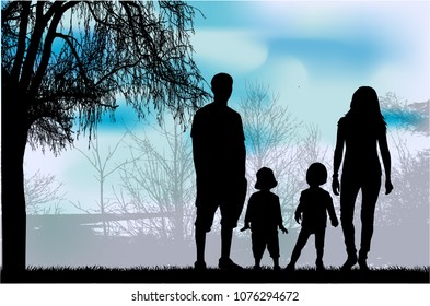 Family silhouettes. vector work.