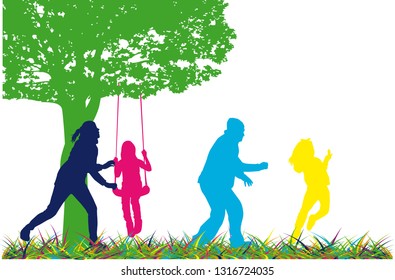 Family Silhouettes Vector Work Stock Vector (Royalty Free) 1316724035 ...
