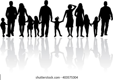 Family silhouettes. Vector work.