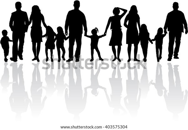 Family Silhouettes Vector Work Stock Vector (Royalty Free) 403575304