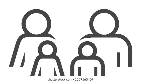 Family simple line icon. Parents and children. Flat vector illustration isolated on white background.