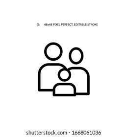 Family simple line icon vector illustration.Editable stroke. 48x48 Pixel Perfect.