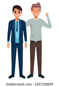 Family single father with adult son cartoon vector illustration graphic design
