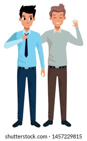 Family single father with adult son cartoon vector illustration graphic design
