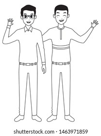 Family single father with adult son cartoon vector illustration graphic design