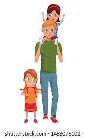 Family single father with kid holding school backpack vector illustration graphic design