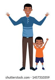 Family single father and little afro son smiling cartoon vector illustration graphic design