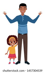 Family single father and little daugther smiling cartoon vector illustration graphic design