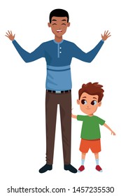 Family single father with little son cartoon vector illustration graphic design
