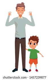 Family single father with little son cartoon vector illustration graphic design