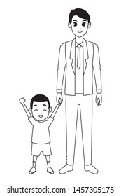 Family single father and little son smiling cartoon vector illustration graphic design