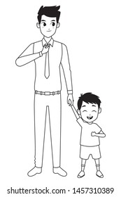 Family single father and little son smiling cartoon vector illustration graphic design