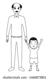 Family single father and little son smiling cartoon vector illustration graphic design