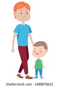 Family single father playing andsmiling with son ,vector illustration graphic design.