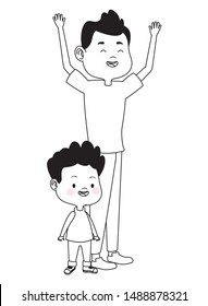 Family single father playing and smiling with son ,vector illustration graphic design.