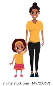 Family single mother with daughter cartoon vector illustration graphic design