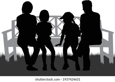 Family sitting in the park.