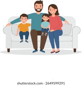 Uma família está sentada em um ambiente descontraído na sala de estar, desfrutando de seu tempo livre depois de um dia movimentado. Eles conversam, riem e compartilham momentos quentes cheios de amor e união. A criança