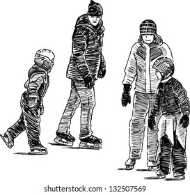 family skating