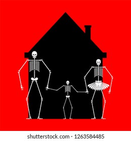 Family skeleton in house. Dead family. Vector illustration
 

 
