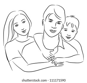 Family Sketch Drawing Stock Vector (Royalty Free) 111171590 | Shutterstock