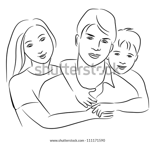 Family Sketch Drawing Stock Vector (Royalty Free) 111171590 | Shutterstock