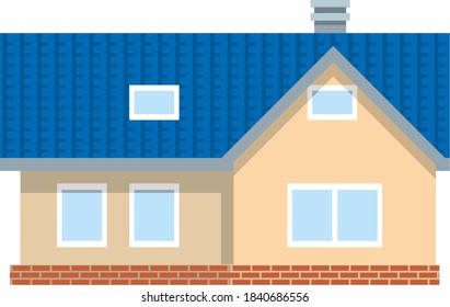 Family small house isolated on white background. Country house, cottage for life in the village or city. Flat infographics. Vector illustration.