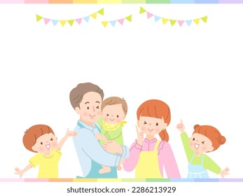 Family with smiling dad holding baby