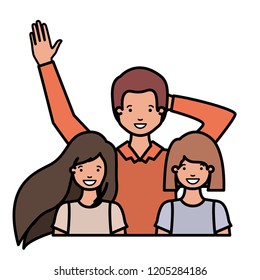 family smiling and waving avatar character