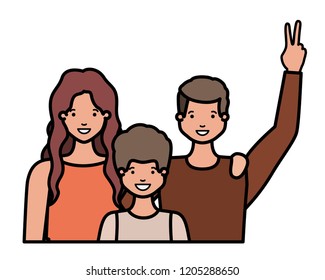 family smiling and waving avatar character
