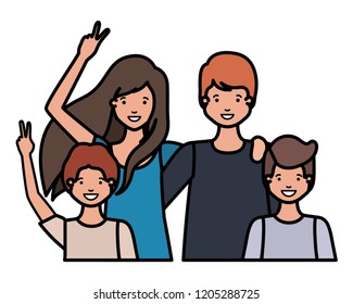 family smiling and waving avatar character