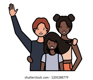 family smiling and waving avatar character