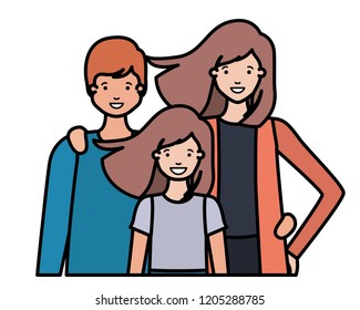 family smiling and waving avatar character