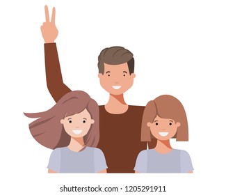 family smiling and waving avatar character