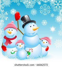 family of snowman christmas background