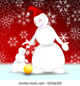 Family of snowman. A New Year's abstract background.