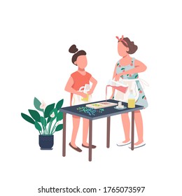 Family soap making flat color vector faceless character. Mother and daughter make DIY recipe. Workshop on craft. Creative hobby isolated cartoon illustration for web graphic design and animation