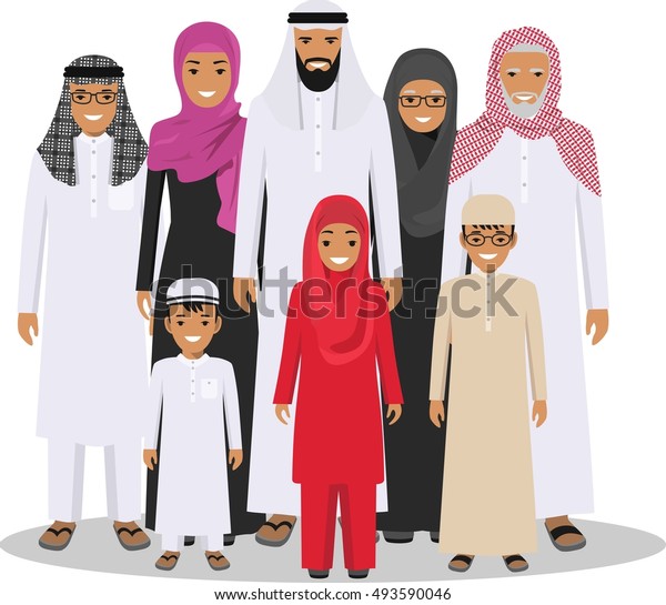 Family Social Concept Arab Person Generations Stock Vector (Royalty ...