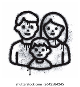 Family spray icon isolated on white background. Family graffiti icon sprayed in black on white background. Vector illustration.