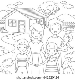 Family In Front Of House Stock Illustrations, Images & Vectors ...