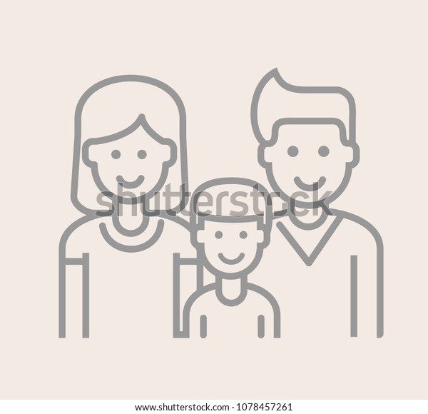 Family Standing Together Outline Vector Continuous Stock Vector ...