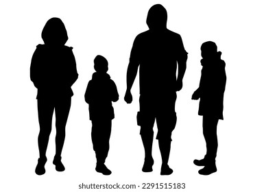 Family standing together silhouettes, concept vector illustration