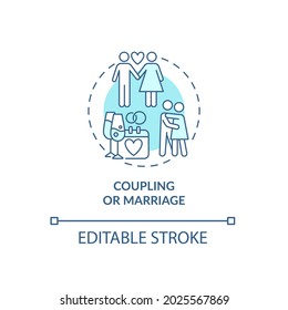 Family starting concept icon. Intimate relationship building. Wedding ceremony. Coupling or marriage abstract idea thin line illustration. Vector isolated outline color drawing. Editable stroke