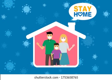 Family stay home during the coronavirus. covid-19 sign