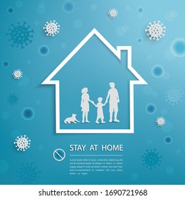 Family stay at home during outbreak of covid-19 coronavirus,for advertising,banner,template or background,vector illustration