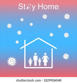 Family stay at home during outbreak of covid-19 coronavirus,for advertising,banner,template or background vector illustration eps 10
